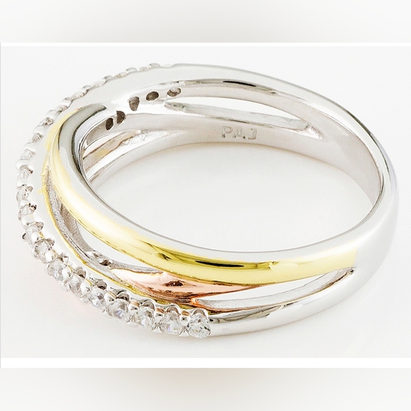 PRICE DROP Ring - Cubic Zirconia set in Silver, 18k Yellow & Rose Gold. NWOT - Picture 3 of 5